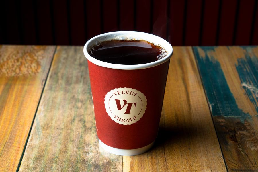 Traditional Arabic coffee served in a Velvet Treats cup